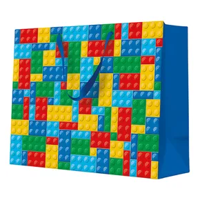 Darčeková taška horizontálna - Colorful Bricks 33,5x13x26,5 cm